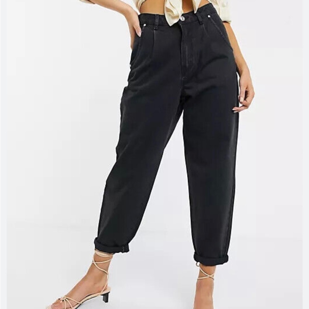 Mango barrel leg balloon barrel slouchy high waist jeans in faded black 1/32 EUR